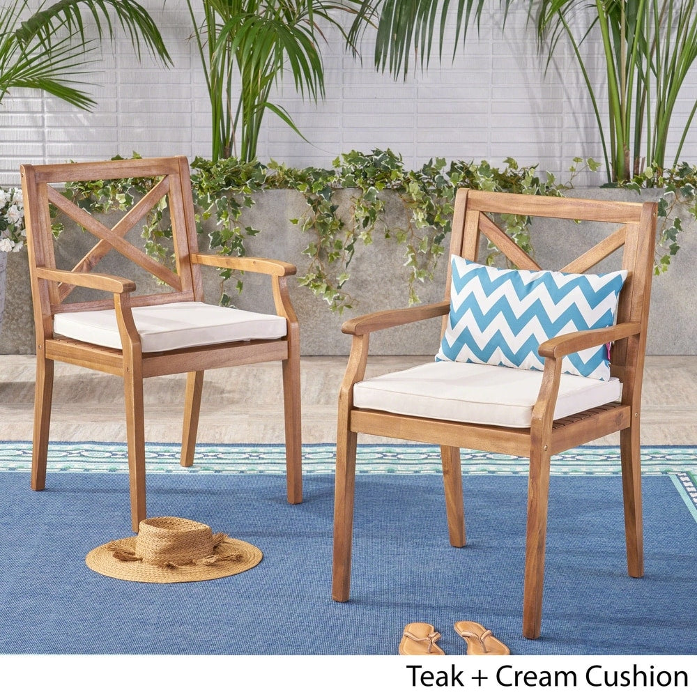 Perla Outdoor Acacia Wood Dining Chair (Set of 2) by Christopher Knight Home