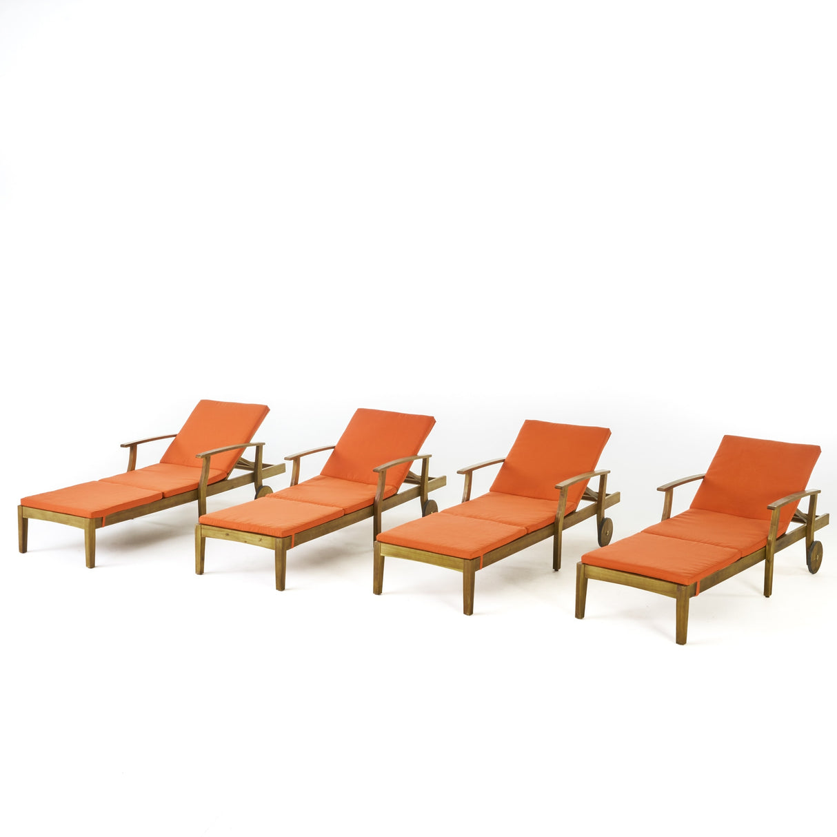 Perla Outdoor Wood Chaise Lounges (Set of 4) by Christopher Knight Home