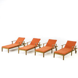 Perla Outdoor Wood Chaise Lounges (Set of 4) by Christopher Knight Home