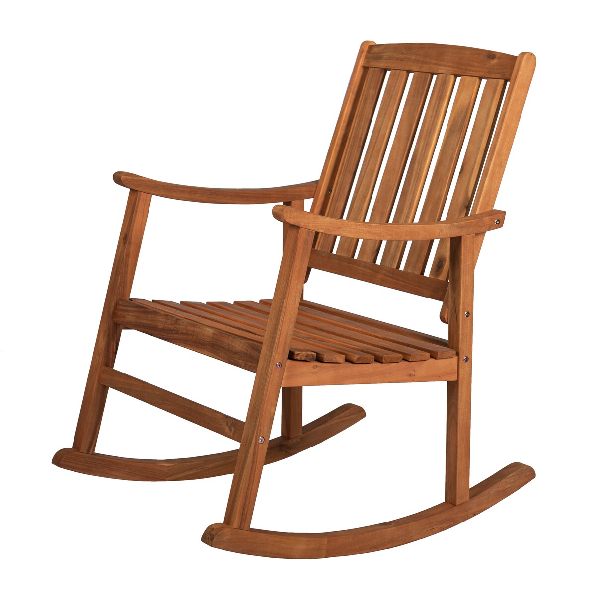 Perry Classic Slat-Back 300-Lbs Support Acacia Wood Patio Outdoor Rocking Chair, by JONATHAN Y - 22.4"