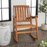 Perry Classic Slat-Back 300-Lbs Support Acacia Wood Patio Outdoor Rocking Chair, by JONATHAN Y - 22.4"