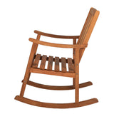 Perry Classic Slat-Back 300-Lbs Support Acacia Wood Patio Outdoor Rocking Chair, by JONATHAN Y - 22.4"