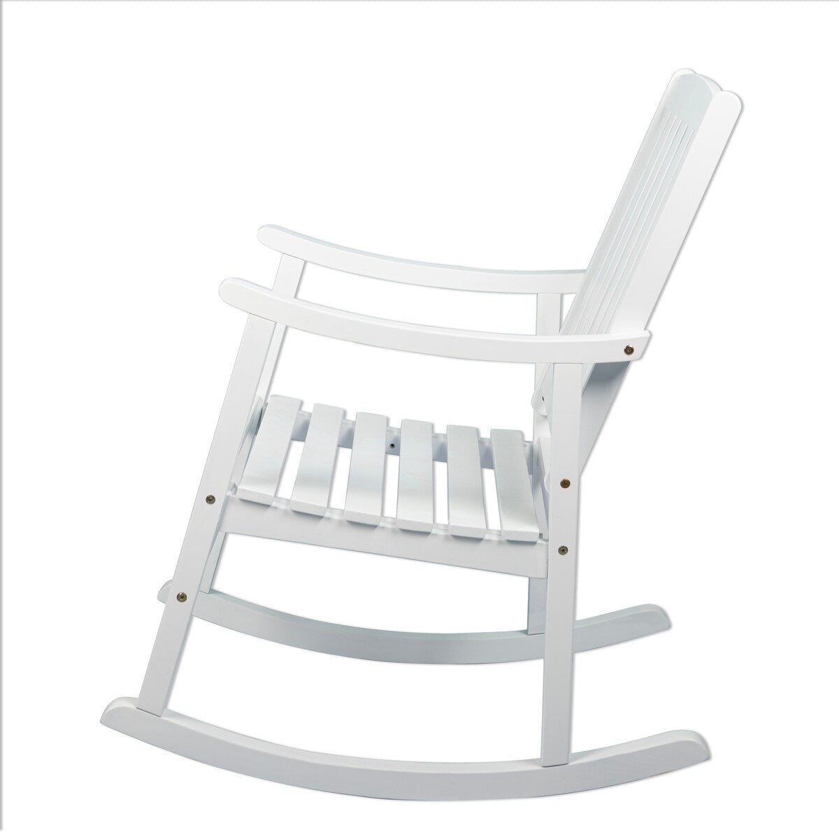 Perry Classic Slat-Back 300-Lbs Support Acacia Wood Patio Outdoor Rocking Chair, by JONATHAN Y - 22.4"