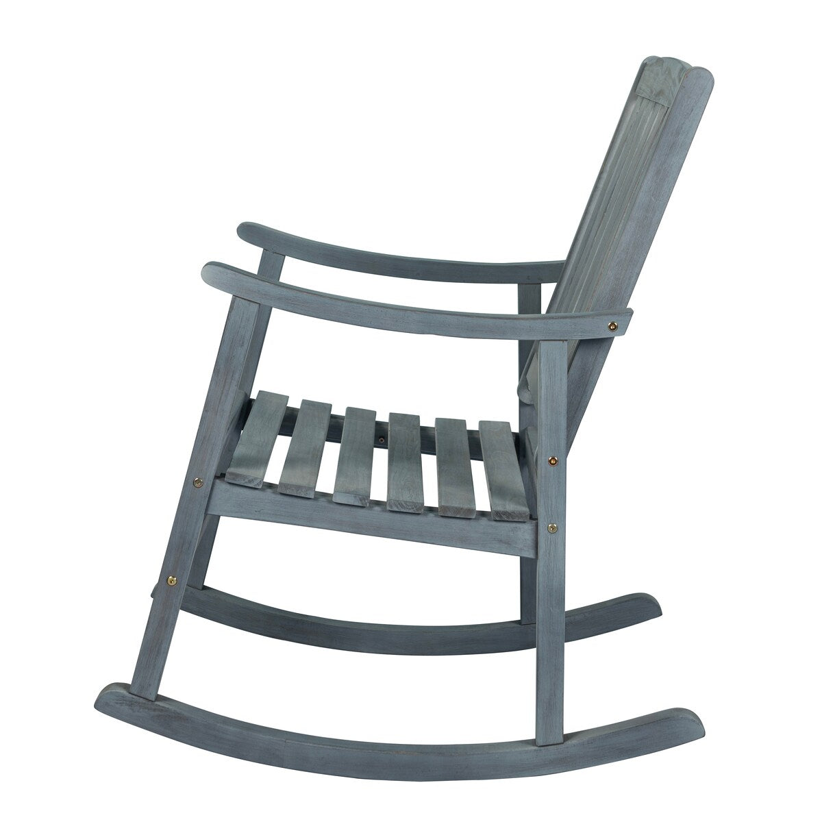 Perry Classic Slat-Back 300-Lbs Support Acacia Wood Patio Outdoor Rocking Chair, by JONATHAN Y - 22.4"