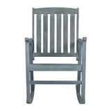 Perry Classic Slat-Back 300-Lbs Support Acacia Wood Patio Outdoor Rocking Chair, by JONATHAN Y - 22.4"