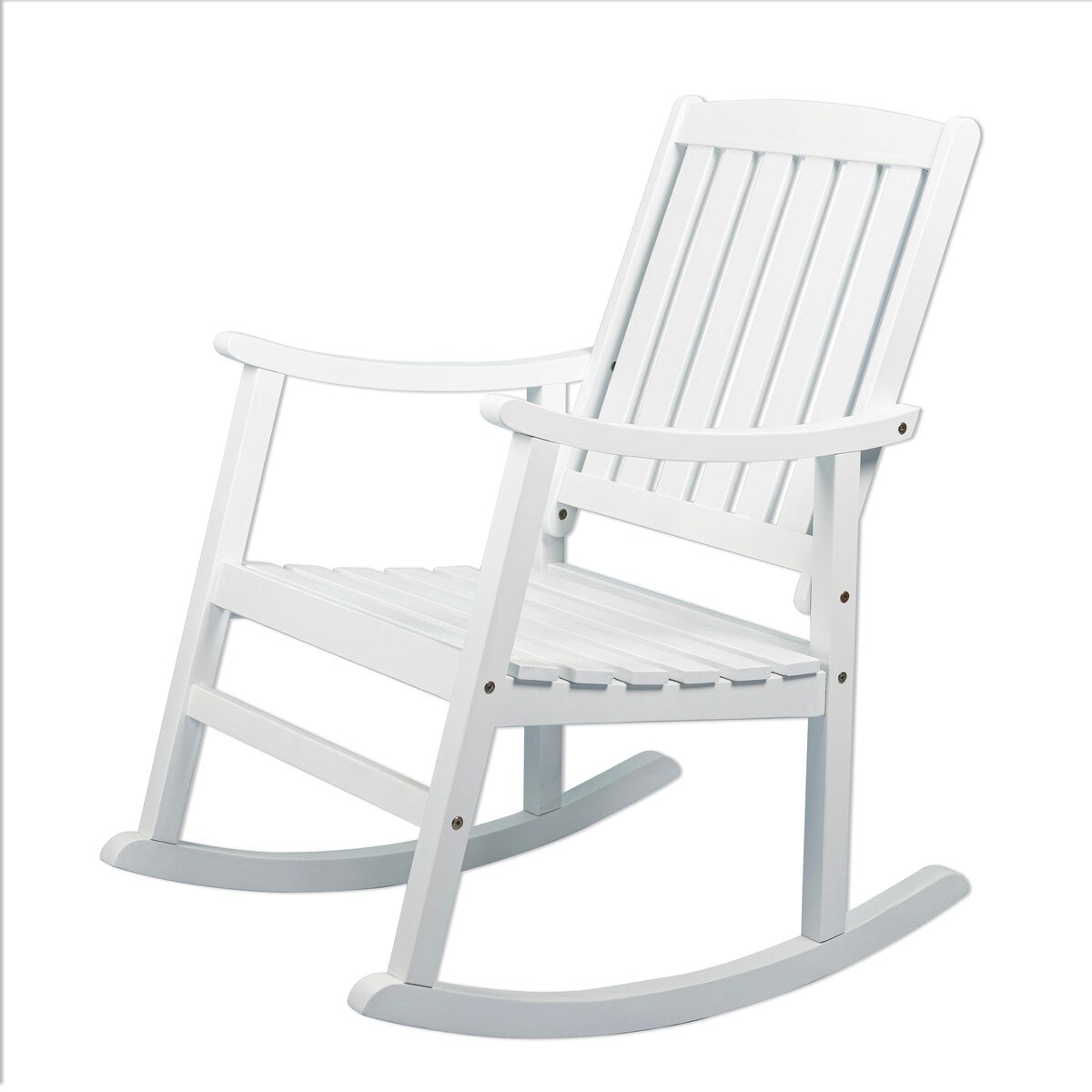 Perry Classic Slat-Back 300-Lbs Support Acacia Wood Patio Outdoor Rocking Chair, by JONATHAN Y - 22.4"