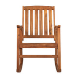 Perry Classic Slat-Back 300-Lbs Support Acacia Wood Patio Outdoor Rocking Chair, by JONATHAN Y - 22.4"