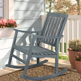 Perry Classic Slat-Back 300-Lbs Support Acacia Wood Patio Outdoor Rocking Chair, by JONATHAN Y - 22.4"