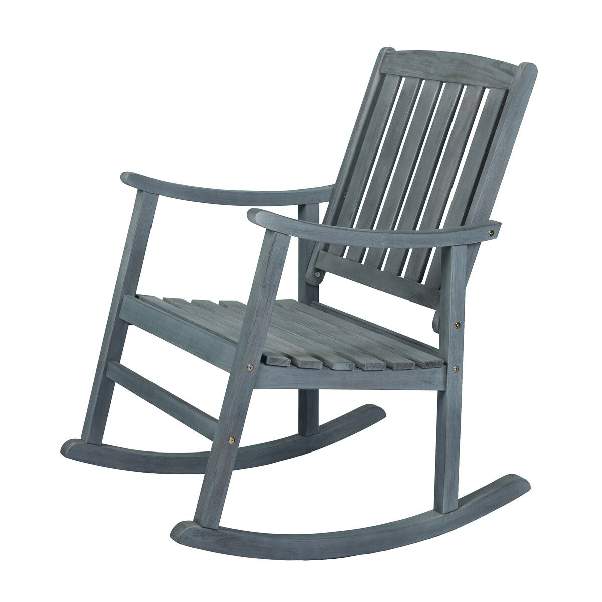 Perry Classic Slat-Back 300-Lbs Support Acacia Wood Patio Outdoor Rocking Chair, by JONATHAN Y - 22.4"