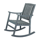 Perry Classic Slat-Back 300-Lbs Support Acacia Wood Patio Outdoor Rocking Chair, by JONATHAN Y - 22.4"