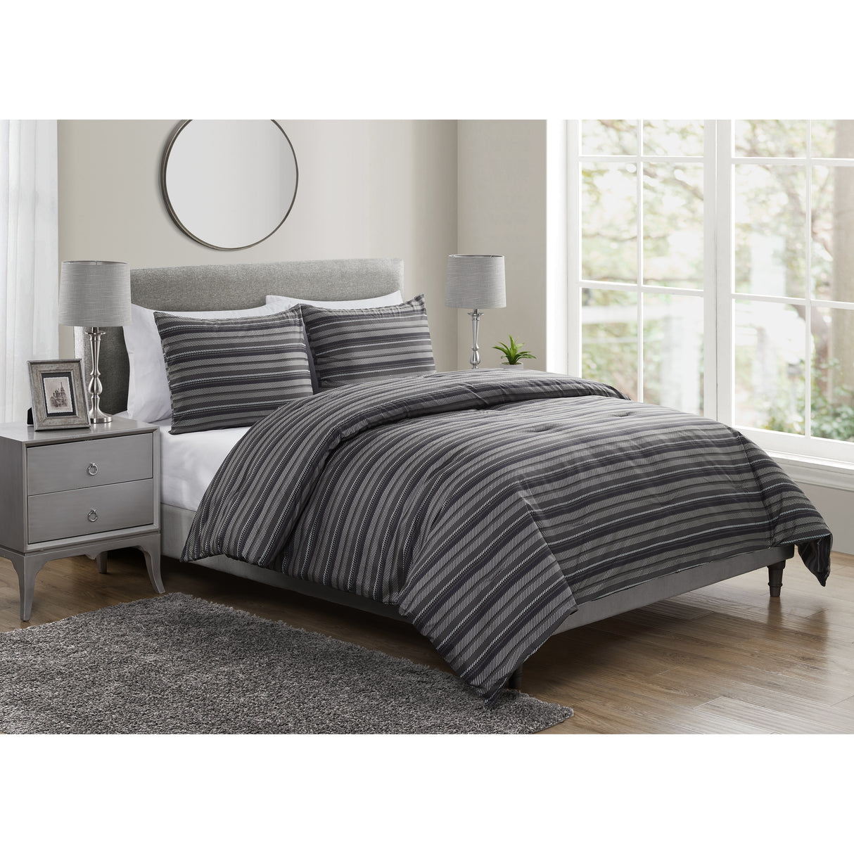 Perry Ellis Portfolio Berit Grey Stripe Comforter Set