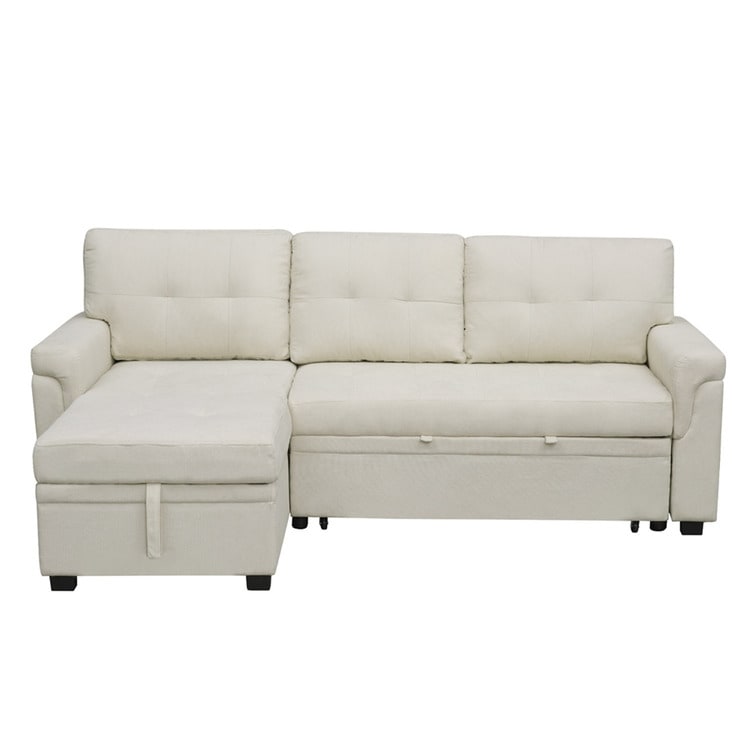 Perry Modern Reversible Sectional Sofa with Storage Chaise, Pullout Sleeper Sofa Couch Bed for Living Room