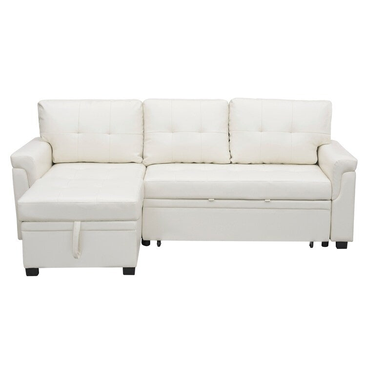 Perry Modern Reversible Sectional Sofa with Storage Chaise, Pullout Sleeper Sofa Couch Bed for Living Room