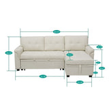 Perry Modern Reversible Sectional Sofa with Storage Chaise, Pullout Sleeper Sofa Couch Bed for Living Room