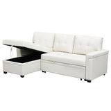 Perry Modern Reversible Sectional Sofa with Storage Chaise, Pullout Sleeper Sofa Couch Bed for Living Room