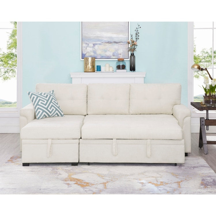 Perry Modern Reversible Sectional Sofa with Storage Chaise, Pullout Sleeper Sofa Couch Bed for Living Room