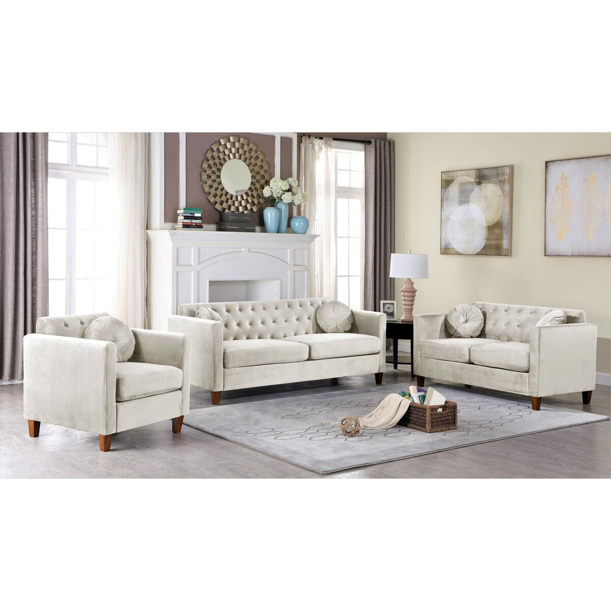 Persaud velvet Kitts Classic Chesterfield Loveseat and Chair Set