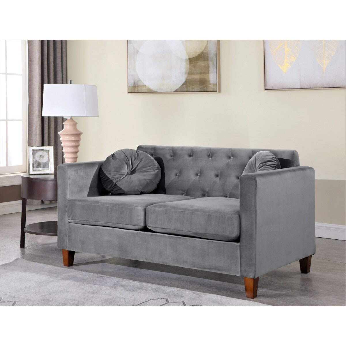 Persaud velvet Kitts Classic Chesterfield Loveseat and Chair Set