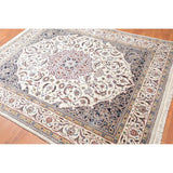 Nain Hand Knotted Wool & Silk Indo Persian Oriental Area Rug (6'6"x8') - 6'6" x 8'