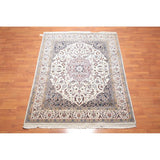 Nain Hand Knotted Wool & Silk Indo Persian Oriental Area Rug (6'6"x8') - 6'6" x 8'