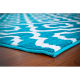Persian Rugs 3028 Turquoise Moroccan Trellis Area Rug 5x7 - 5'2" x 7'2"