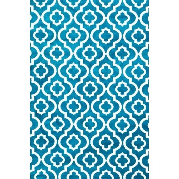 Persian Rugs 3028 Turquoise Moroccan Trellis Area Rug 5x7 - 5'2" x 7'2"