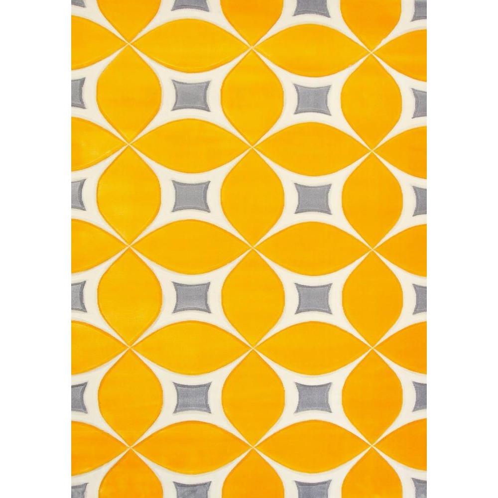 Persian Rugs Carved Modern Abstract Mango Colored Area Rug - 5'2" x 7'2"