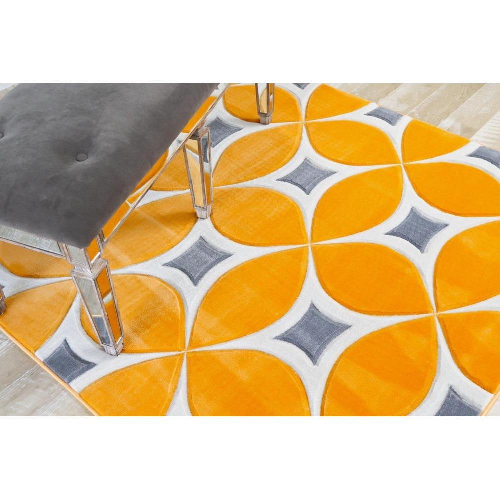 Persian Rugs Carved Modern Abstract Mango Colored Area Rug - 5'2" x 7'2"