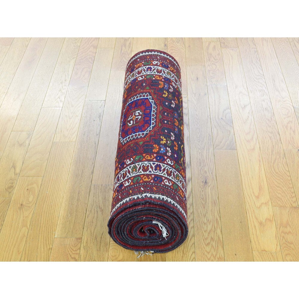 Shahbanu Rugs Blue/ Multicolor Persian Yalameh Hand-knotted Wool Runner Rug (2'7 x 12'7)