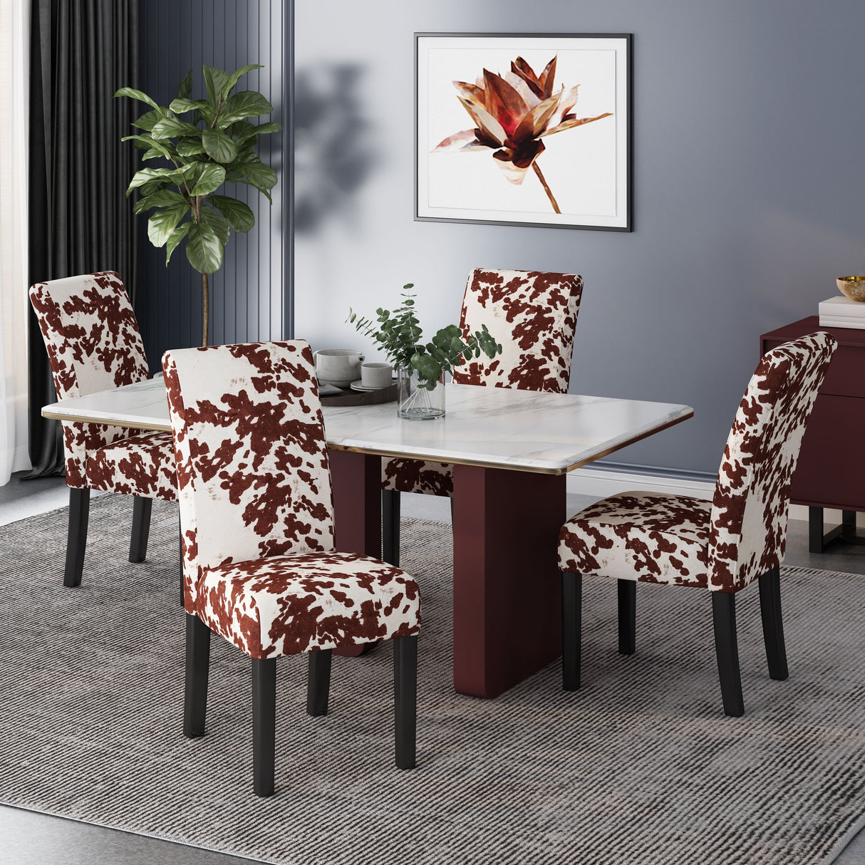 Pertica Patterned Upholstered Dining Chairs (Set of 4) by Christopher Knight Home