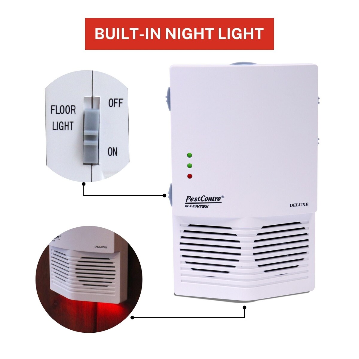 PestContro Deluxe Ultrasonic Rodent Repeller With Night Light