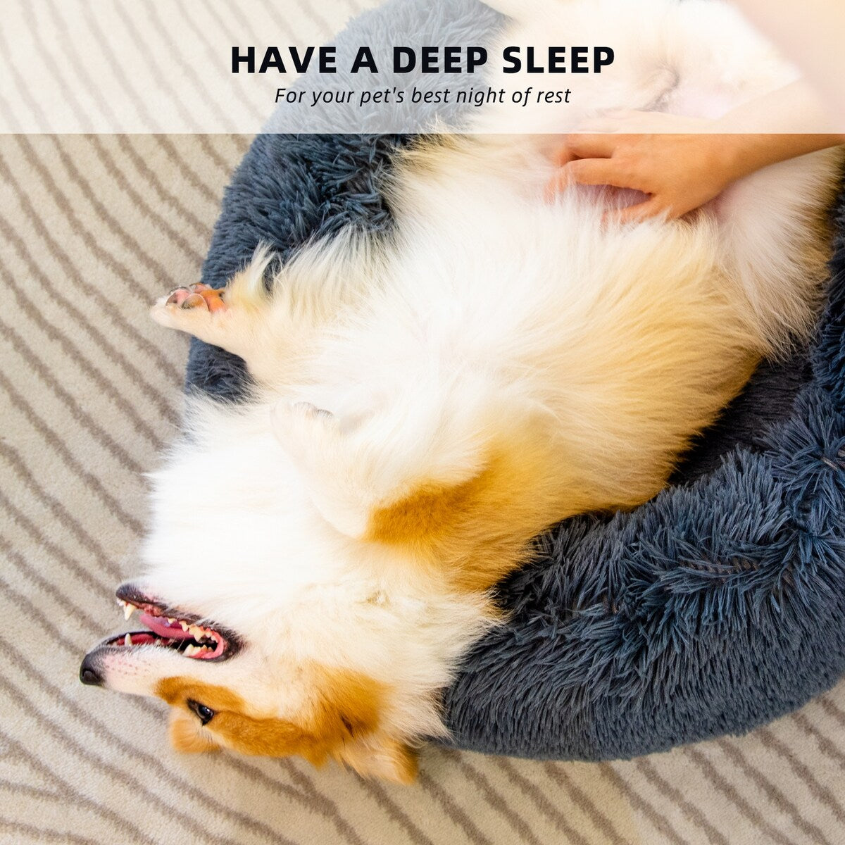 Pet Beds for Cats, Anti Anxiety Fluffy Dog Bed Cuddler with Anti-Slip & Water-Resistant Bottom for Small Medium Pets