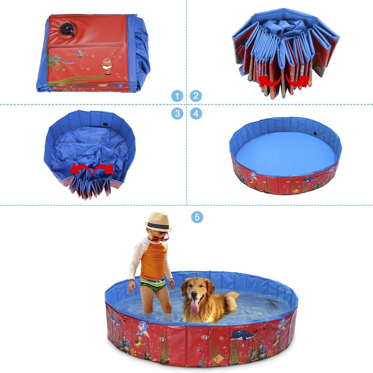 Pet Pool Foldable Pet Swimming Pool Portable Pet Swimming Pool in Blue
