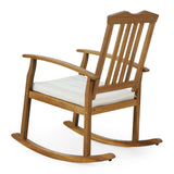 Petes Outdoor Acacia Wood Outdoor Rocking Chair with Cushion by Christopher Knight Home