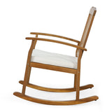 Petes Outdoor Acacia Wood Outdoor Rocking Chair with Cushion by Christopher Knight Home