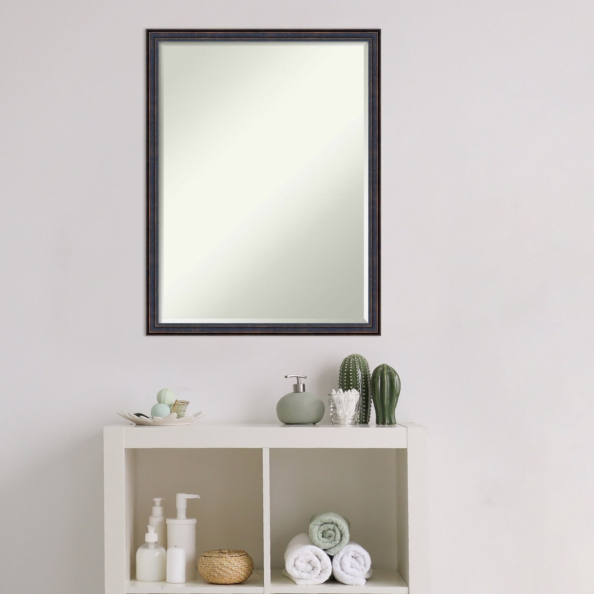 Petite Bevel Wood Bathroom Wall Mirror - Dark Bronze Scoop Frame - Dark Bronze Scoop - 20 x 26 in