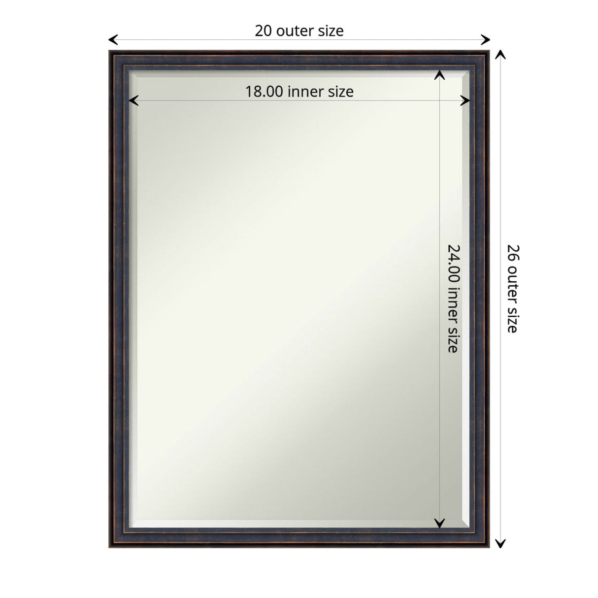 Petite Bevel Wood Bathroom Wall Mirror - Dark Bronze Scoop Frame - Dark Bronze Scoop - 20 x 26 in