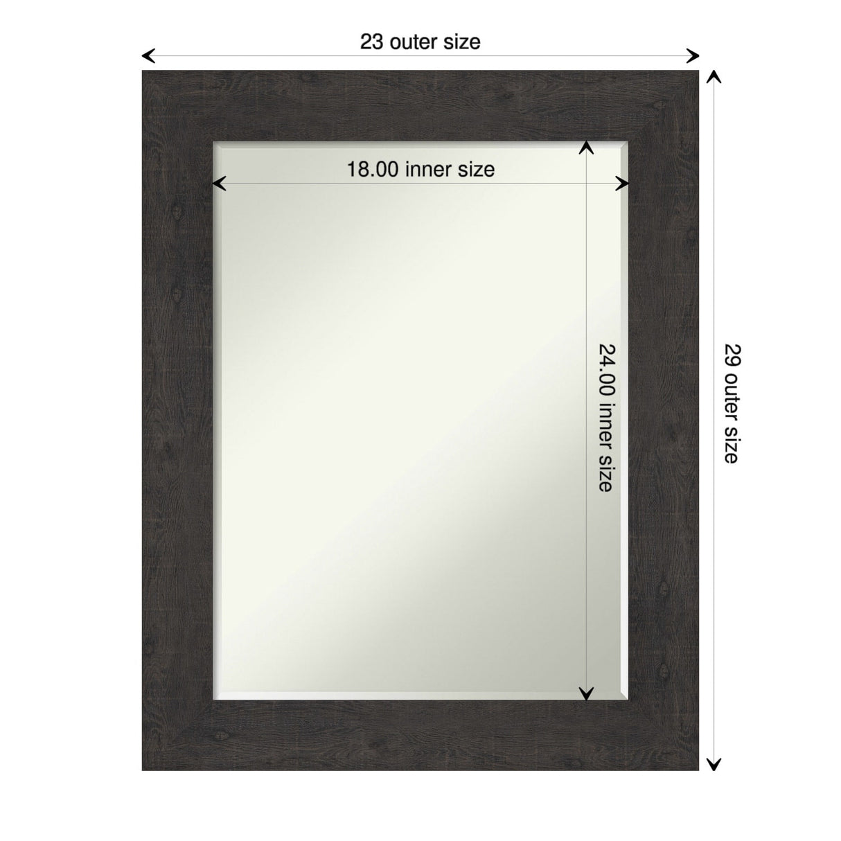 Petite Bevel Wall Mirror - Rustic Plank Espresso Frame - 23 x 29 in