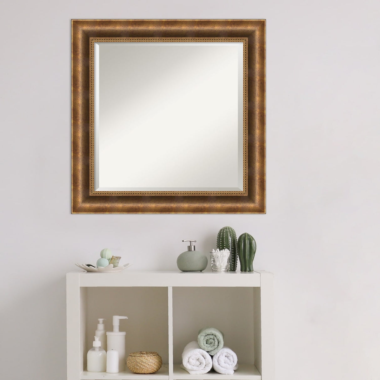 Petite Bevel Wood Bathroom Wall Mirror - Parisian Silver Frame - Parisian Silver - 20 x 26 in