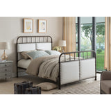 Pewter Upholstered Metal Bed