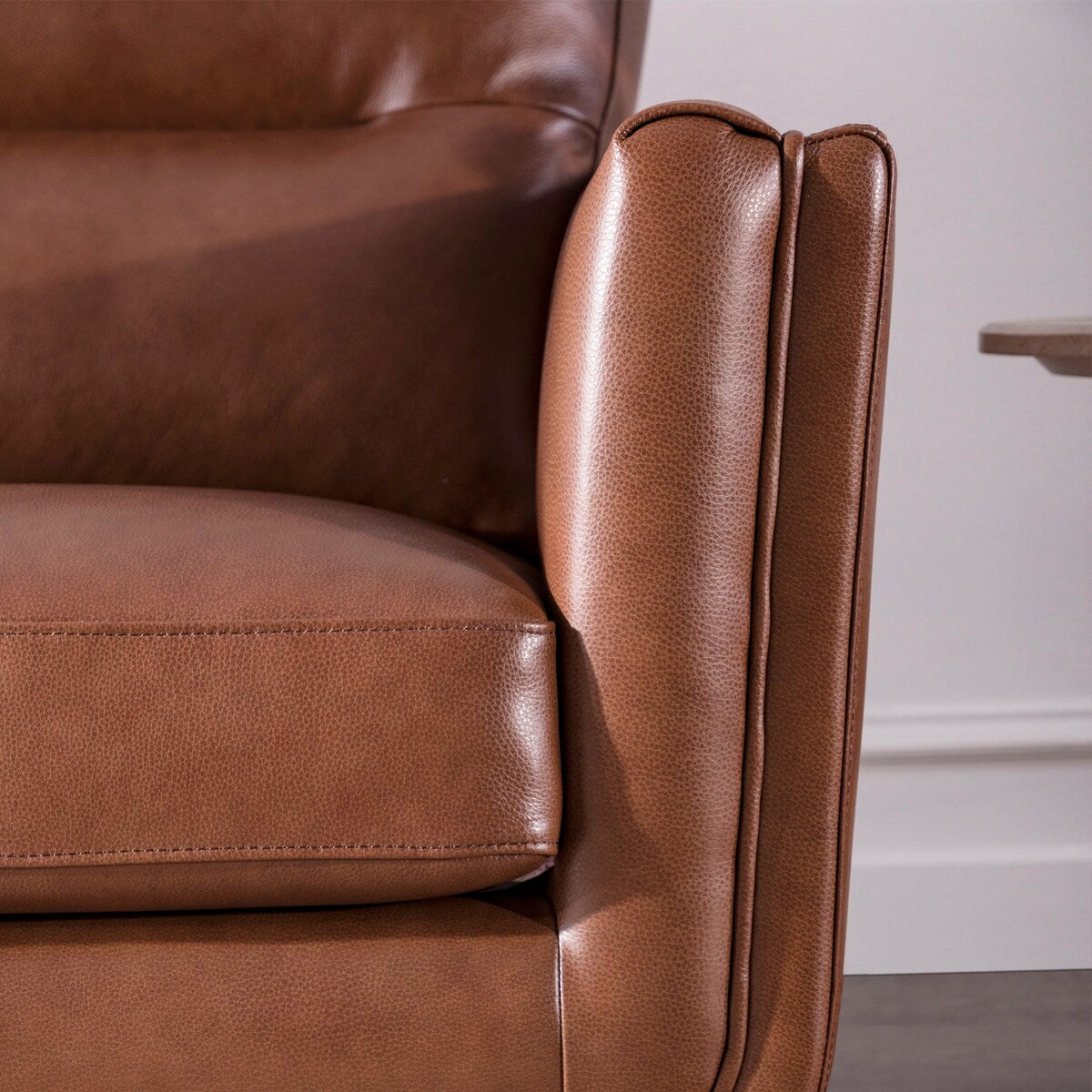 Carson Carrington Varmlandsbro Brown Leather Sofa - 84"Wx37"Dx35"H
