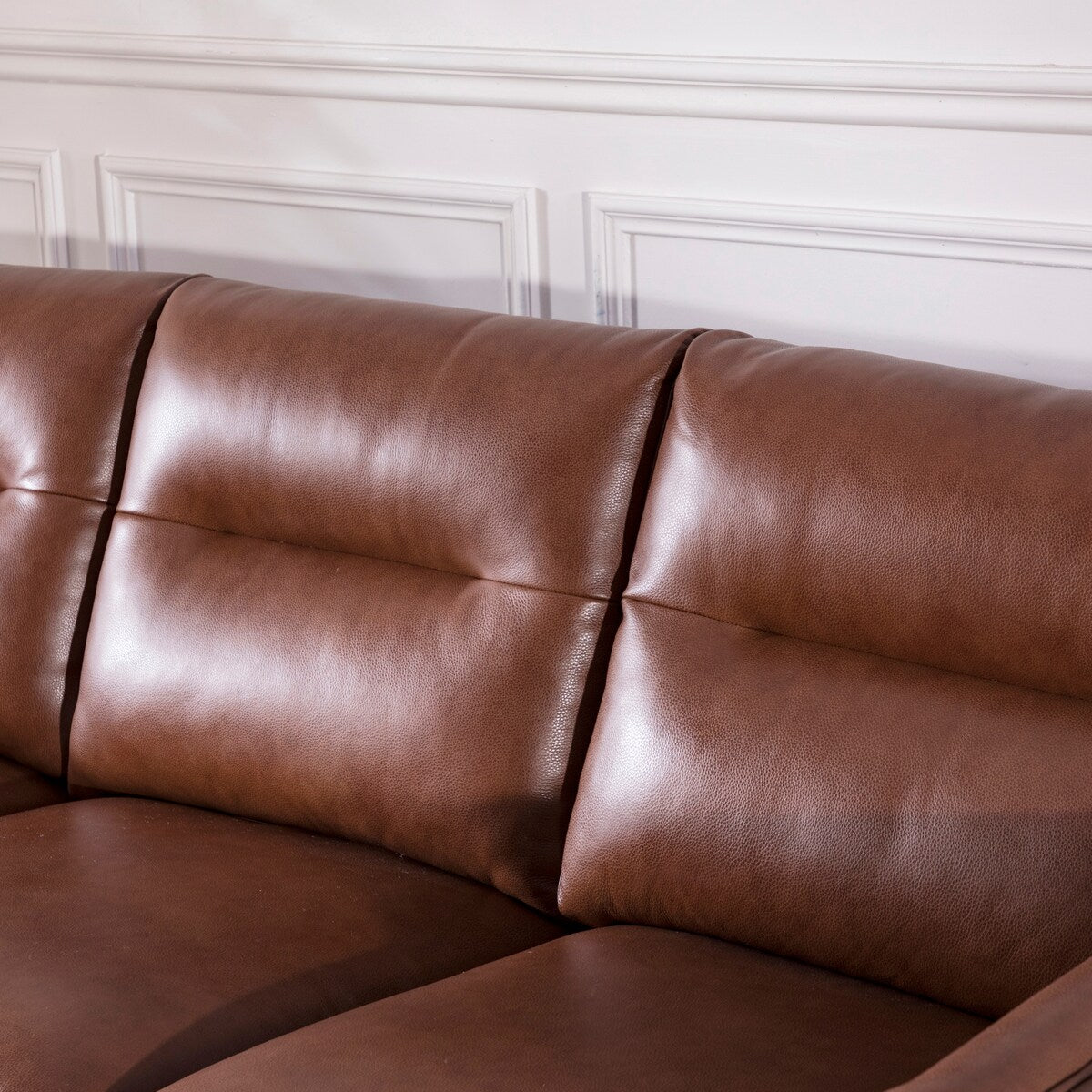 Carson Carrington Varmlandsbro Brown Leather Sofa - 84"Wx37"Dx35"H