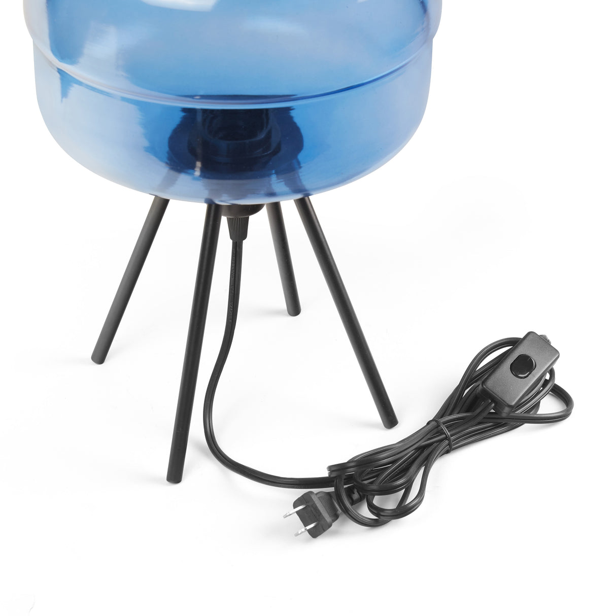 Peyton River of Goods Blue and Black Glass and Metal 15-Inch Table Lamp with Globe Shade - 9.75" x 9.75" x 15"