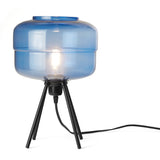 Peyton River of Goods Blue and Black Glass and Metal 15-Inch Table Lamp with Globe Shade - 9.75" x 9.75" x 15"