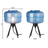 Peyton River of Goods Blue and Black Glass and Metal 15-Inch Table Lamp with Globe Shade - 9.75" x 9.75" x 15"