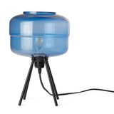 Peyton River of Goods Blue and Black Glass and Metal 15-Inch Table Lamp with Globe Shade - 9.75" x 9.75" x 15"