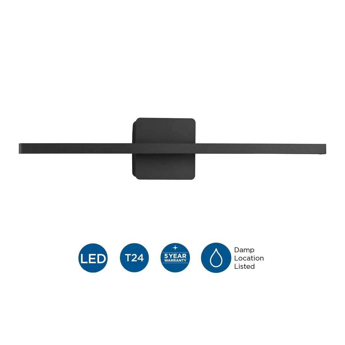 Phase 5 Collection 24 in. Black Slim Modern 3CCT Integrated LED Linear Vanity Light - 24 in x 3.78 in x 4.84 in