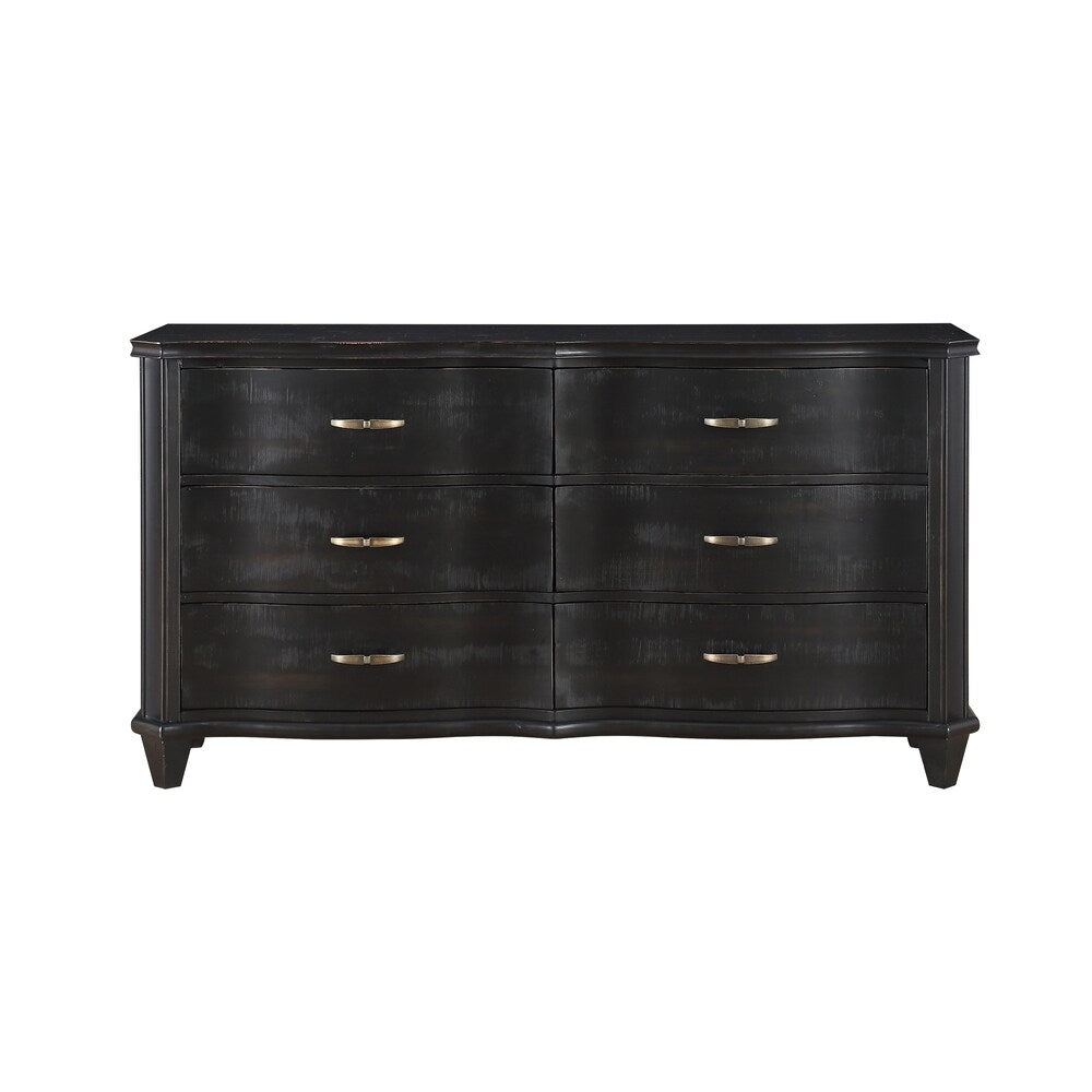 Philip Solid Wood Six Drawer Dresser in Dark Espresso