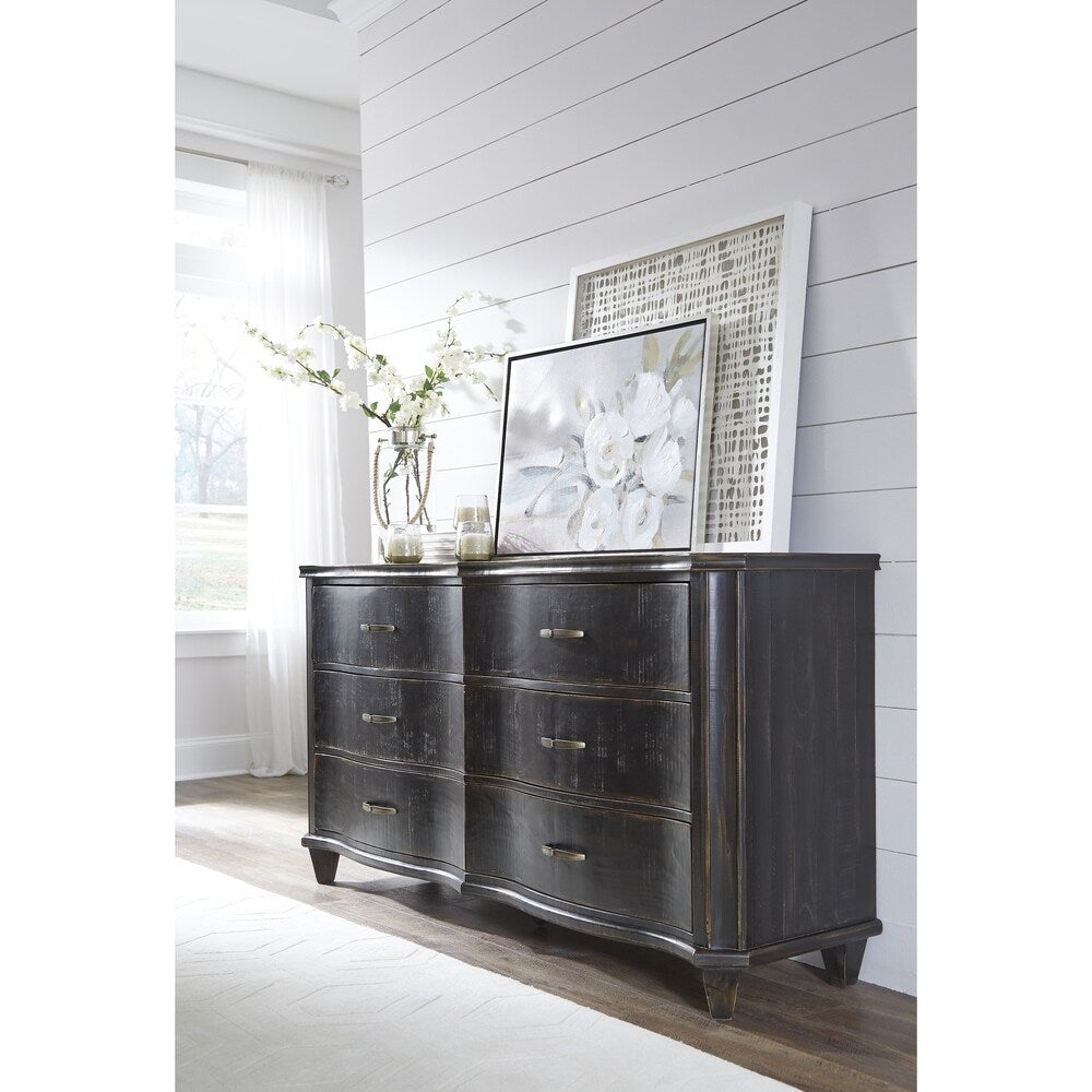 Philip Solid Wood Six Drawer Dresser in Dark Espresso