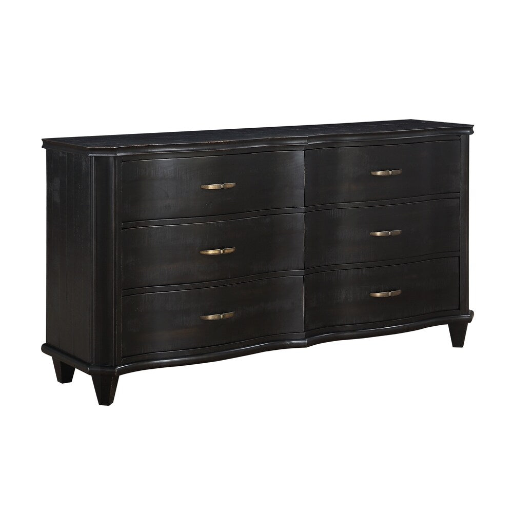 Philip Solid Wood Six Drawer Dresser in Dark Espresso
